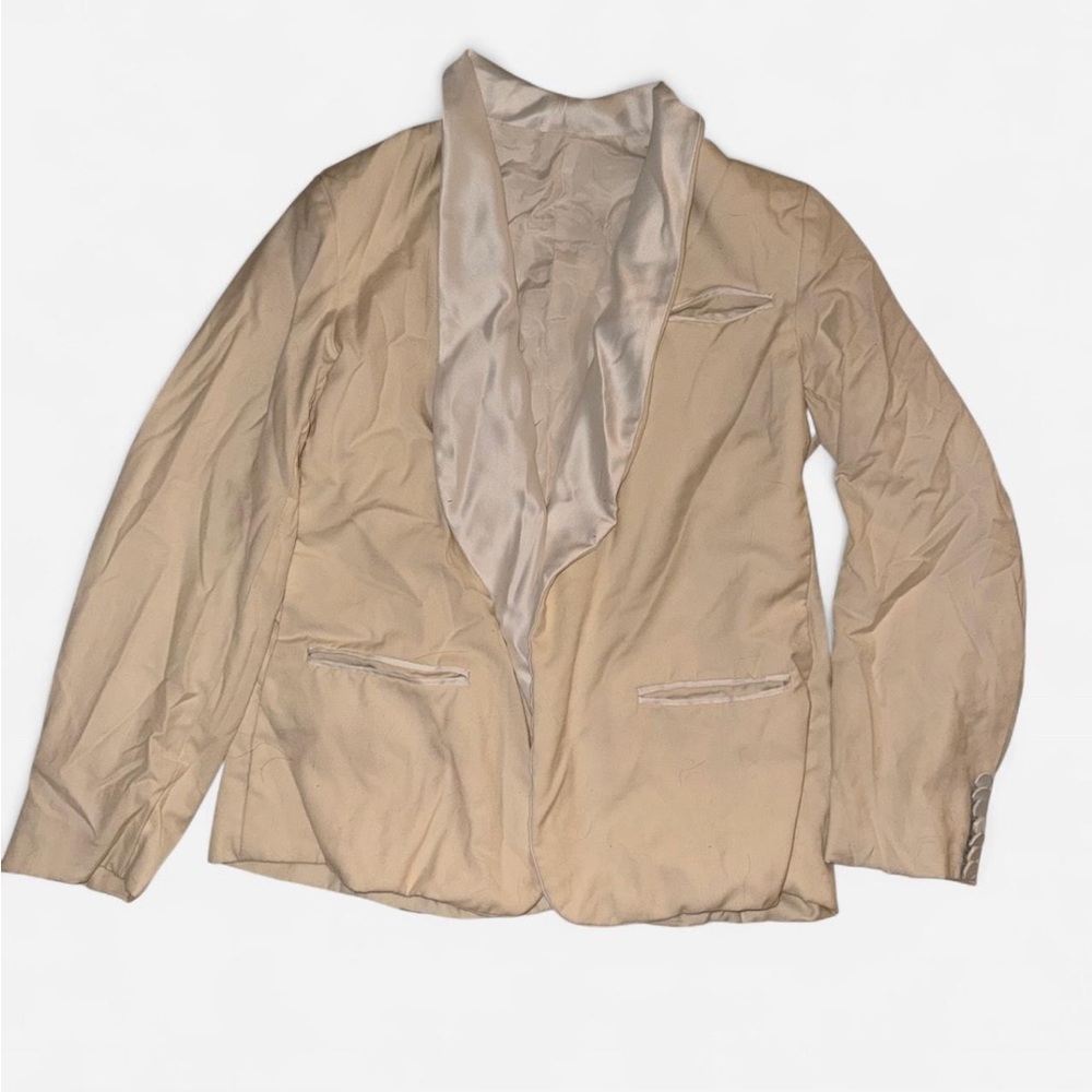 Butter Yellow Two-Tone Satin Trim Blazer